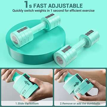 Adjustable Dumbbells Hand Weights Set: Sportneer 1 Pair 0.9-4.5KG (0.9-2.3KG) Fast Adjust Dumbbell W...