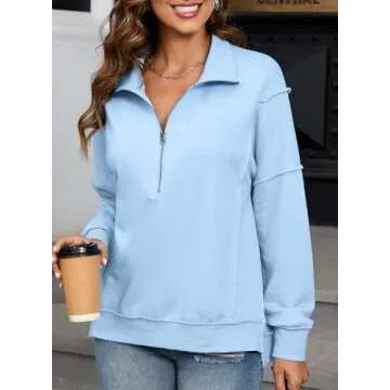 BLENCOT Half Zip Pullover - Trendy Fall Sweatshirt