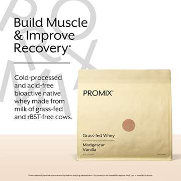 Promix Whey Protein Powder, Vanilla - 2.5lb Bulk - Grass-Fed & 100% All Natural - Post Workout Fitness & Nutrition Shakes, Smoothies, Baking & Cooking Recipes - Gluten-Free & Keto-Friendly
