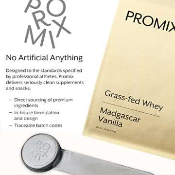 Promix Whey Protein Powder, Vanilla - 2.5lb Bulk - Grass-Fed & 100% All Natural - Post Workout Fitness & Nutrition Shakes, Smoothies, Baking & Cooking Recipes - Gluten-Free & Keto-Friendly