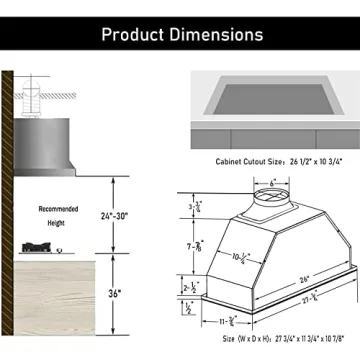MCBON 30 Inch Range Hood Insert - 600 CFM Power