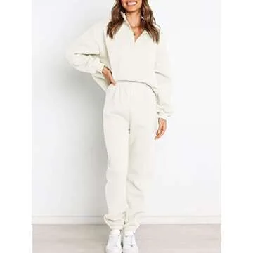 Prinbara Women 2 Piece Sweat Set - Cozy Winter Lounge Wear Oversized Jogger