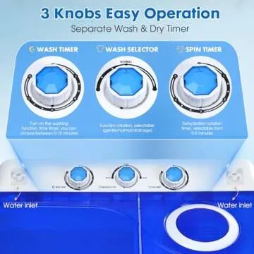 Dawmilon Portable Washing Machine Twin Tub - 28lbs Compact Washer (18lbs) and Spinner Dryer (10lbs) ...
