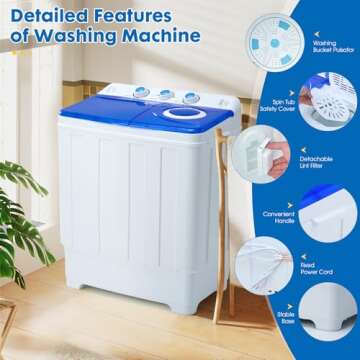 Dawmilon Portable Twin Tub Washer & Spinner - Compact & Efficient
