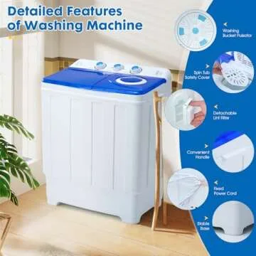 Dawmilon Portable Twin Tub Washer & Spinner - Compact & Efficient