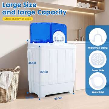 Dawmilon Portable Twin Tub Washer & Spinner - Compact & Efficient