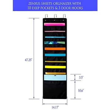 ZENXUS Hanging Organizer, 12x12 Paper Storage, Deep Pocket Vinyl Holder, for Cardstock, Scrapbook, C...