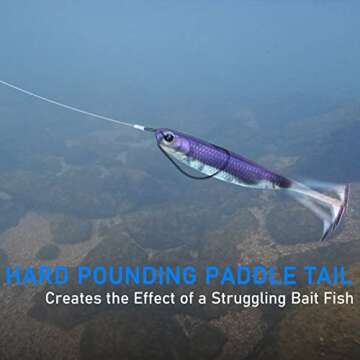 Dr.Fish Paddle Tail Swimbaits, Soft Fishing Lures for Bass Fishing, Freshwater Soft Plastic Baits Swim Shad Bait Minnow Lures Drop Shot, 2-3/4 Inches Purple