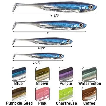 Dr.Fish Paddle Tail Swimbaits, Soft Fishing Lures for Bass Fishing, Freshwater Soft Plastic Baits Swim Shad Bait Minnow Lures Drop Shot, 2-3/4 Inches Purple