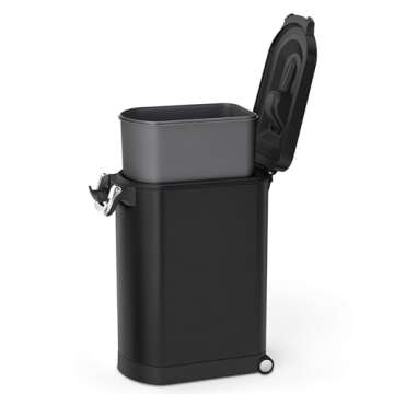simplehuman 30 Liter, 32 lb / 14.5 kg Large Pet Food Storage Container for Dog Food, Cat Food, and Bird Feed, Matte Black