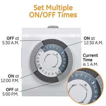 GE 24-Hour Mechanical Outlet Timer for Smart Home Use
