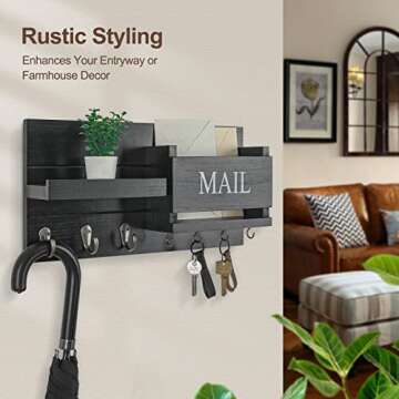 Lwenki Mail Organizer - Key Holder with Shelf for Entryway