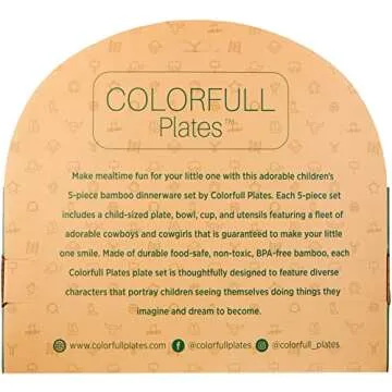 5 Piece Kids Dinnerware Set - Western Theme Utensils