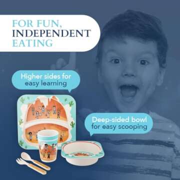 5 Piece Kids Dinnerware Set - Western Theme Utensils