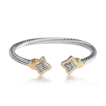 UNY JEWEL Women Jewelry European and American Fashion Antique Twisted Cables 2 Tone Plated Bracelet ...