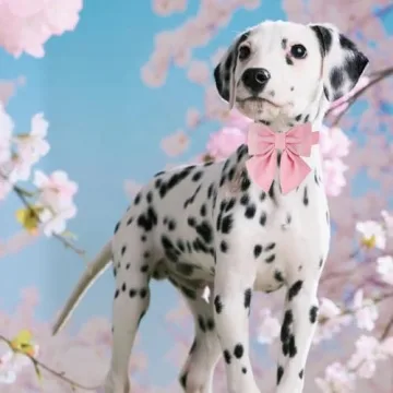 Stylish Maca Bates Cherry Pink Dog Collar with Bow Tie