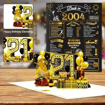 OLOSONG 21st Birthday Card – Unique 3D Pop Up Design