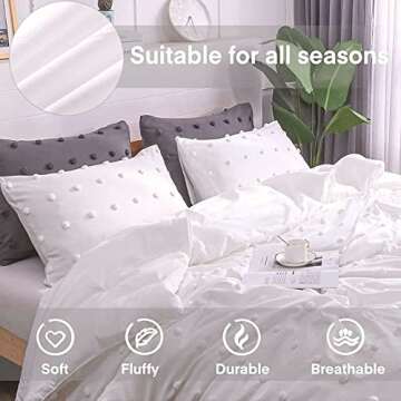 Paxrac Tufted White Full Comforter Set for All Seasons