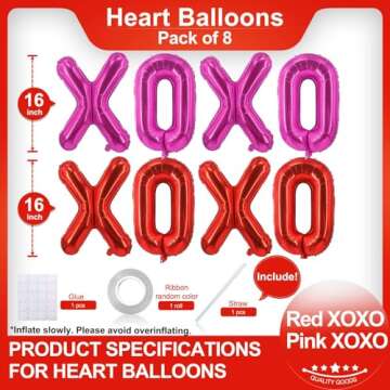 Red XOXO Balloons Pink XOXO Balloons Valentines Day Decorations for for Valentines Day Bridal Shower...