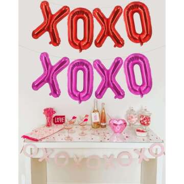 Red XOXO Balloons Pink XOXO Balloons Valentines Day Decorations for for Valentines Day Bridal Shower Wedding Romantic Special Night Party Supplies Decorations