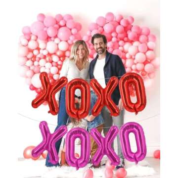 Red XOXO Balloons Pink XOXO Balloons Valentines Day Decorations for for Valentines Day Bridal Shower Wedding Romantic Special Night Party Supplies Decorations
