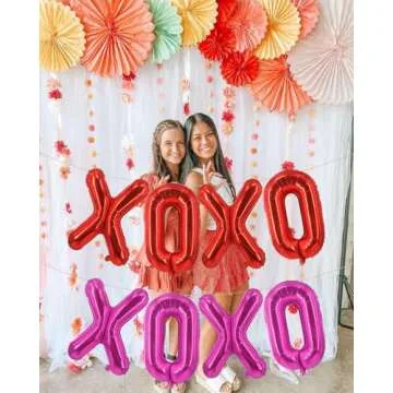 Red XOXO Balloons Pink XOXO Balloons Valentines Day Decorations for for Valentines Day Bridal Shower Wedding Romantic Special Night Party Supplies Decorations