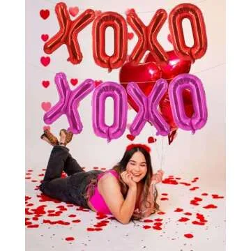 Red XOXO Balloons Pink XOXO Balloons Valentines Day Decorations for for Valentines Day Bridal Shower Wedding Romantic Special Night Party Supplies Decorations
