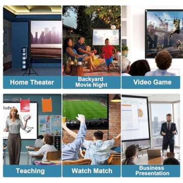 Projector Screen and Stand, Towond 120 inch Portable Movie Screen Indoor Outdoor 16:9 4K HD Front Rear Projection Screen with Carry Bag Wrinkle-Free and Foldable Design for Home Theater