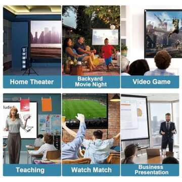 Projector Screen and Stand, Towond 120 inch Portable Movie Screen Indoor Outdoor 16:9 4K HD Front Rear Projection Screen with Carry Bag Wrinkle-Free and Foldable Design for Home Theater