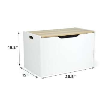 Humble Crew Expedition Hinged Toy Storage Chest with Lid, White & Natural Wood