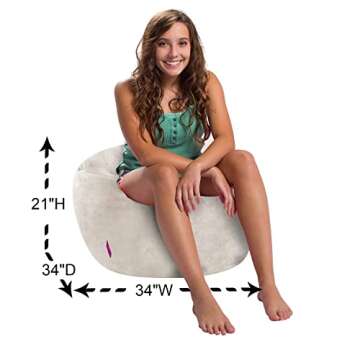 Posh Creations Bean Bag Chair Round Structured Seat for Toddlers and Kids, Comfy Chair for Gaming, R...