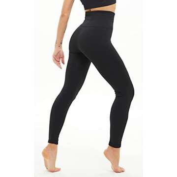 FLINXE Fleece Lined Leggings Women - Winter Warm Tights High Waisted Thick Leggings Black M