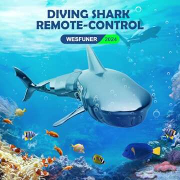 Wesfuner Remote Control Diving Shark Toy: Realistic RC Fun for Kids 6+
