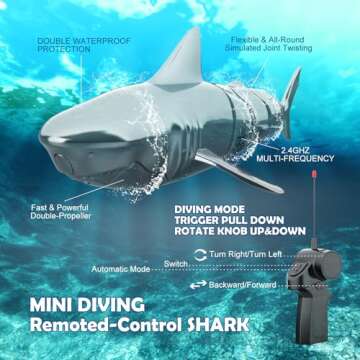 Wesfuner Remote Control Diving Shark Toy for Kids