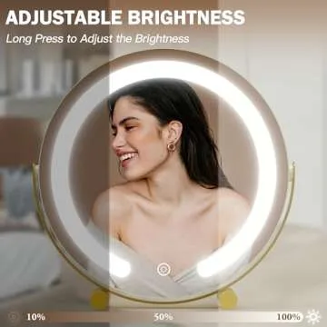 ROLOVE 12 Inch Lighted Gold Vanity Mirror with Rotation