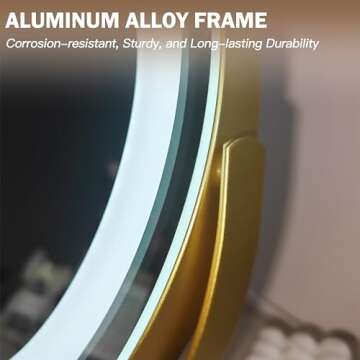 ROLOVE 12 Inch Lighted Gold Vanity Mirror with Rotation