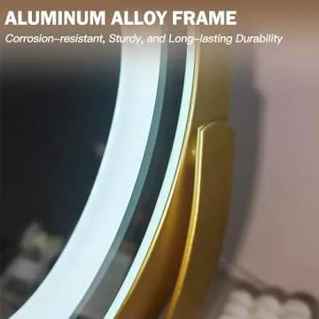 ROLOVE 12 Inch Lighted Gold Vanity Mirror with Rotation