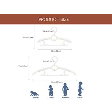 Baby Nursery Closet Hangers, Ultra Thin Non-Slip and Extendable Laundry Infant Pant Hanger for Newbo...