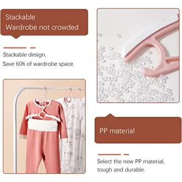 Baby Nursery Closet Hangers, Ultra Thin Non-Slip and Extendable Laundry Infant Pant Hanger for Newborn Clothes - 20pcs11-14" Pink Adjustable Children Coat Hanger for Girl Boy Toddler Kids Child