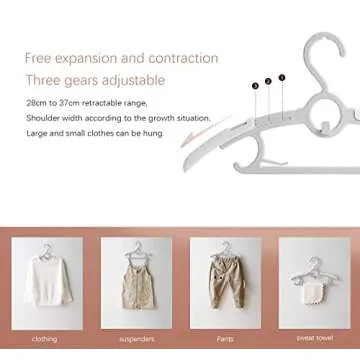 Baby Nursery Closet Hangers, Ultra Thin Non-Slip and Extendable Laundry Infant Pant Hanger for Newborn Clothes - 20pcs11-14" Pink Adjustable Children Coat Hanger for Girl Boy Toddler Kids Child