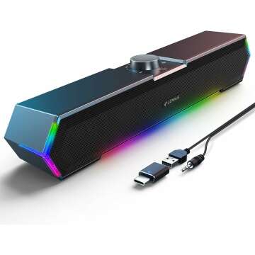 LENRUE G11 Computer Speakers for Desktop with Touch Lights, High-Quality Sound