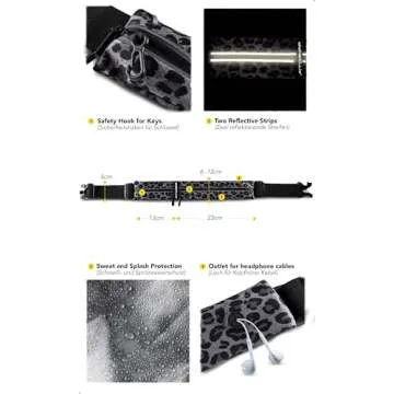 Fitgriff® Running Belt for Men & Women - Secure Jogging Pouch for Phone, Keys & Essentials - For All Cell Phones (Leopard, 24.5" - 35.5" Waist Size)