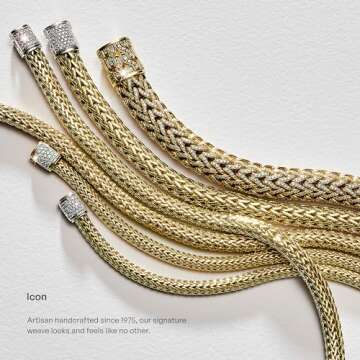 John Hardy WOMEN's Classic Chain Hammered 18K Gold and Silver Extra-Small Bracelet 5mm with Pusher Clasp with Black Sapphire (Medium)