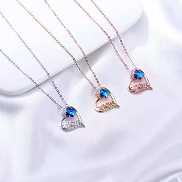 Iefil Butterfly Crystal Necklaces for Mom - Butterfly Crystal Necklace, Rose Gold 925 Sterling Silver Heart Jewelry, Mom Gifts Ideas, Mother Birthday Gifts, Jewelry Gifts for Mom in Law