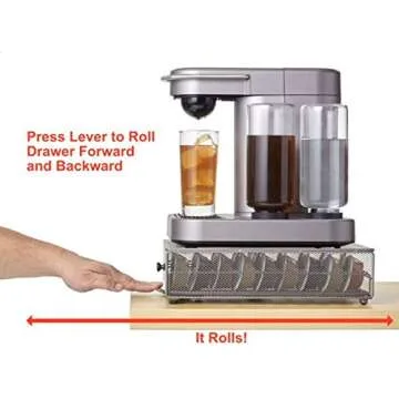 Nifty Cocktail Beverage Bartesian Capsule Drawer – Holds up to 36 Capsule Pods, Smooth Glide Rolling Drawer, Silver, Countertop Bar Organizer