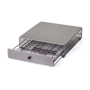 Nifty Cocktail Beverage Bartesian Capsule Drawer – Holds up to 36 Capsule Pods, Smooth Glide Rolling Drawer, Silver, Countertop Bar Organizer