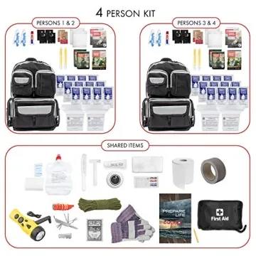 Urban Survival Bug Out Bag for 4 Person Emergency Supplies
