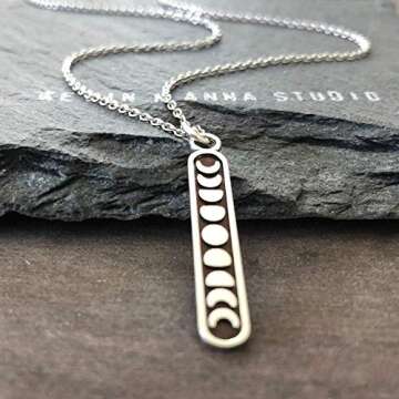 Sterling Silver Moon Phase Charm Necklace 18-inch
