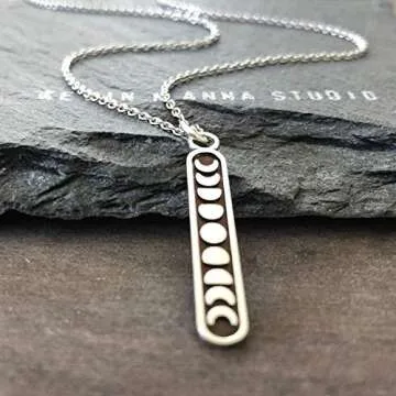Sterling Silver Moon Phase Charm Necklace 18-inch