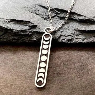Sterling Silver Moon Phase Charm Necklace 18-inch